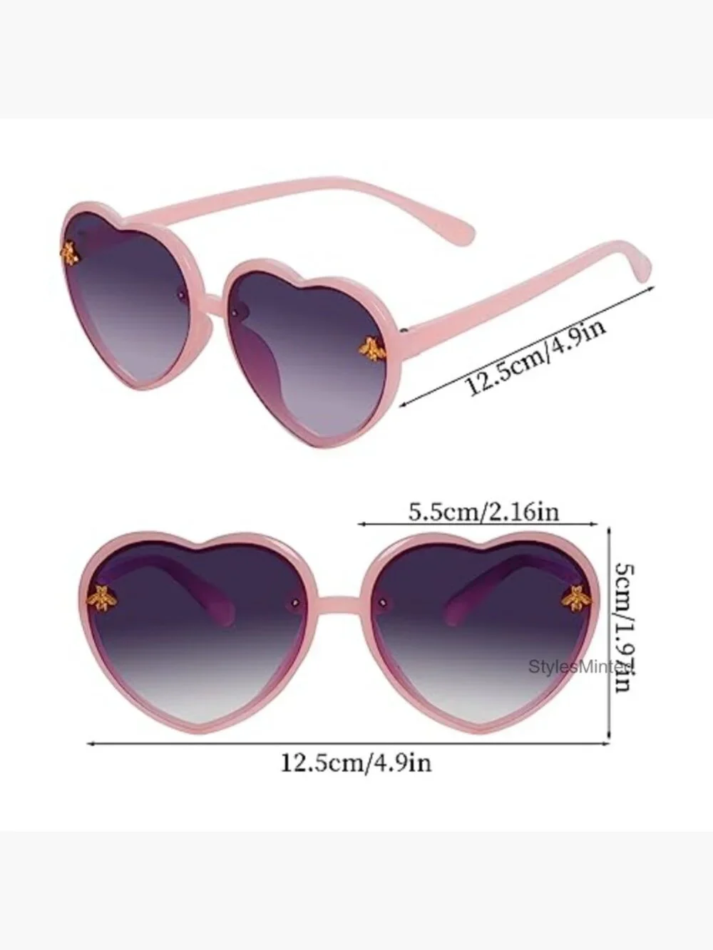 3 Heart Shaped Sunglasses for Toddler Girls UV400 Protection